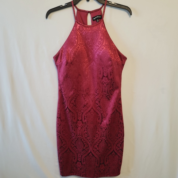 Floral Jacquard Brocade Halter Dress - Picture 1 of 16